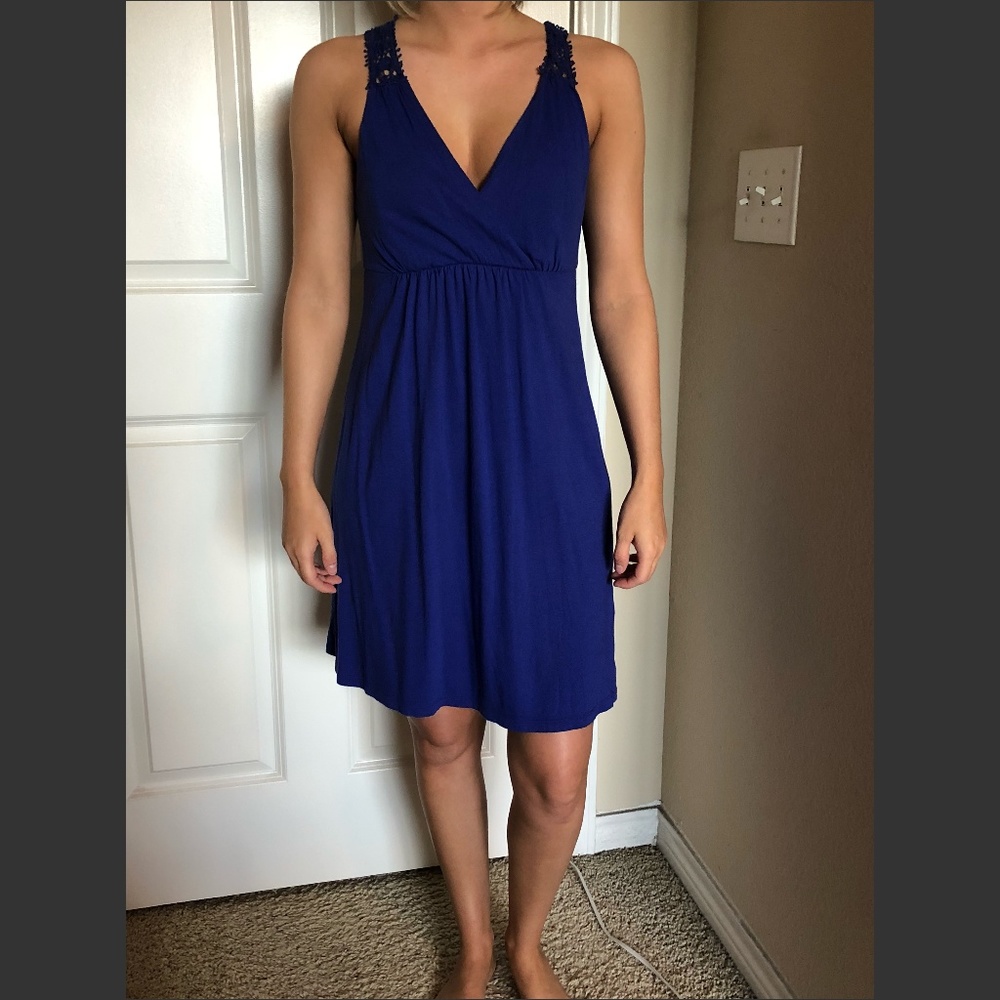 Elle Blue Summer Lace Back Dress Size XS
